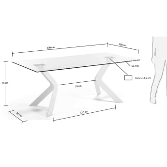 Table Westport 200x100 cm, blanc - dimensions