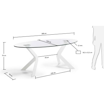 Virginia-o oval table, 200x110 cm white - sizes