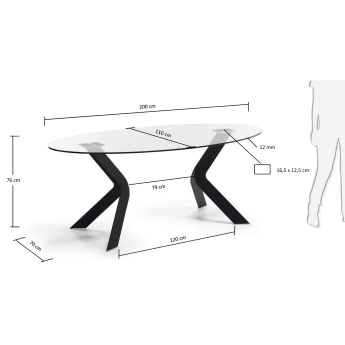 Virginia-o oval table, 200x110 cm black and neutral - sizes