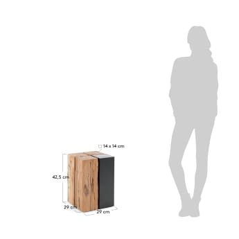 Stolik pomocniczy Kwango z litego drewna tekowego i metalu 29 x 29 cm - rozmiary