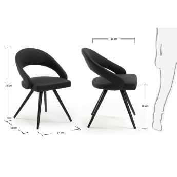 Cadeira Vanity2, preta - tamanhos