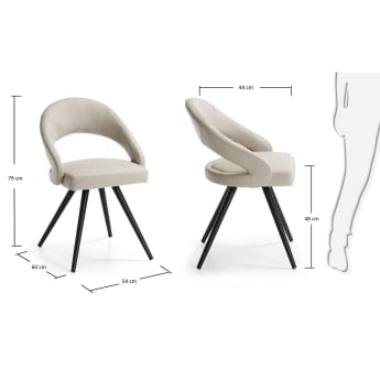 Vanity2 Stuhl, beige und schwarz - Größen