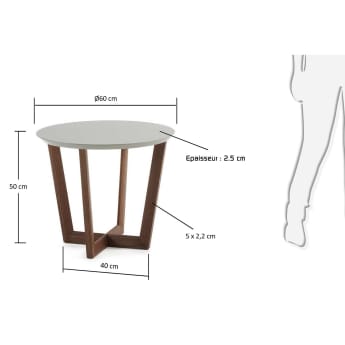 Tavolino Hodor, grigio e marrone - dimensioni