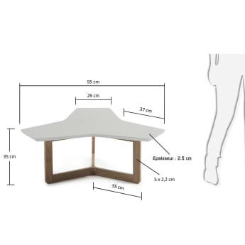 Tavolino Treffles 95 cm, rovere e grigio - dimensioni