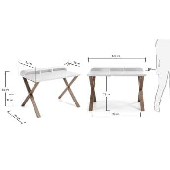 Table de bureau Working 120 x 79 cm blanc - dimensions
