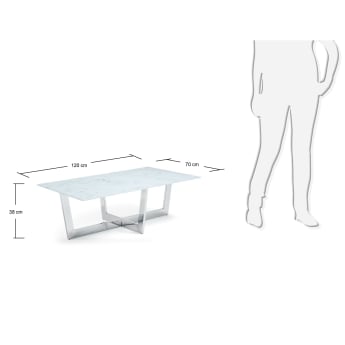 Table basse Plam, verre effet marbre - dimensions
