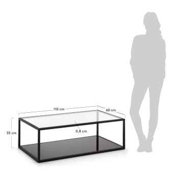 Table basse rectangulaire Blackhill 110 x 60 cm noir - dimensions