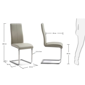 Yanti chair, grey - sizes
