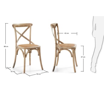 Cadeira Alsie de madeira maciça de bétula lacado natural - tamanhos