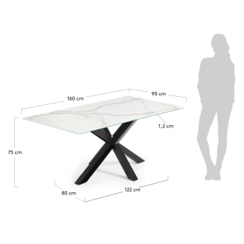 Argo table 160x90 black, porcelain Kalos Blanco - rozmiary