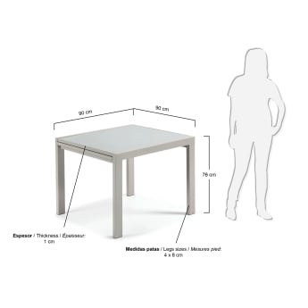 Table extensible Antilia 90-180 cm - dimensions