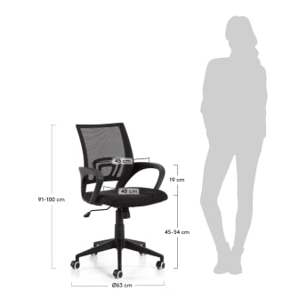 Rail black office chair - sizes