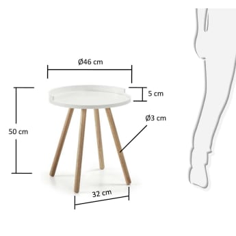 Stolik pomocniczy Kurb biały Ø 46 cm - rozmiary
