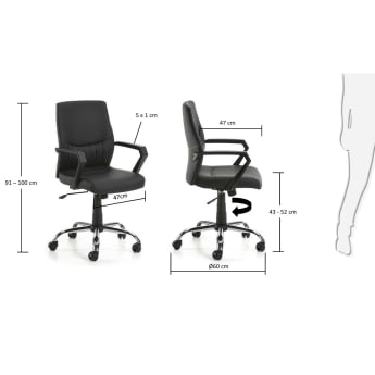 Notreve desk chair, black - sizes