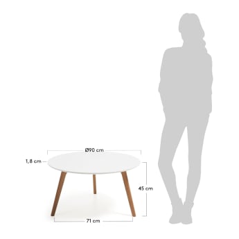 Mesa de centro Kirb Ø 90 cm branco - tamanhos