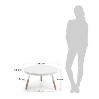 Mesa de centro Kirb Ø 80 cm branca - tamanhos