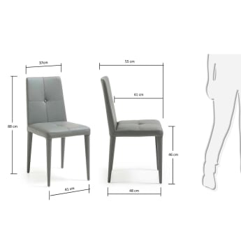 Cust chair, grey - sizes