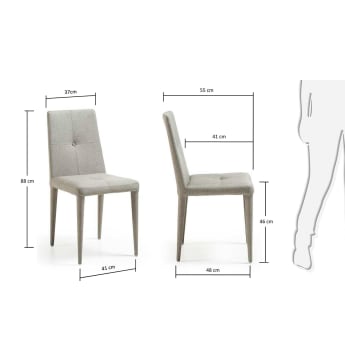 Chaise Cust gris clair - dimensions