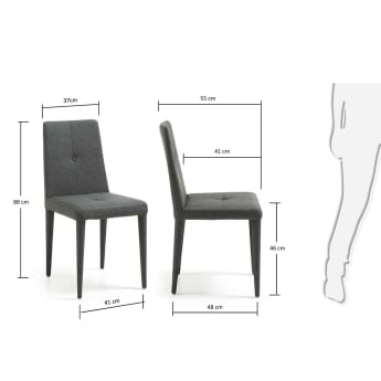 Cust chair, dark grey - sizes