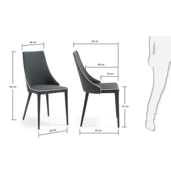 Jati chair, dark grey - sizes