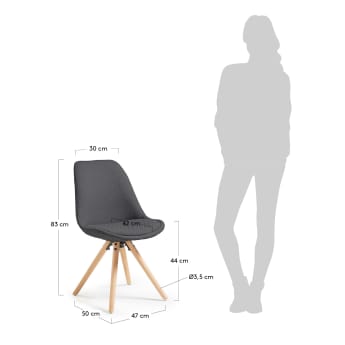 Ralf light grey chair with solid beech legs - sizes