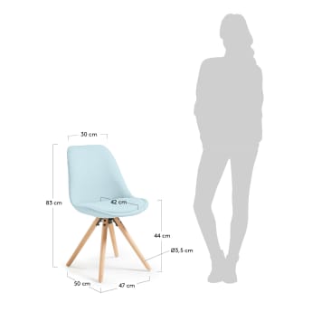 Light blue and natural Ralf chair - sizes