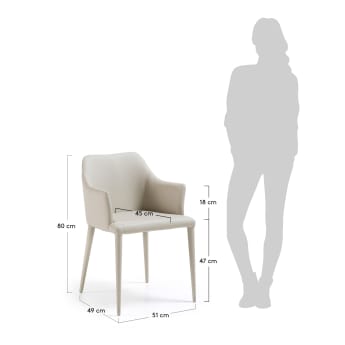 Cadeira Croft pele sintética bege - tamanhos