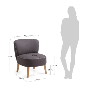 Dark brown Min armchair - sizes