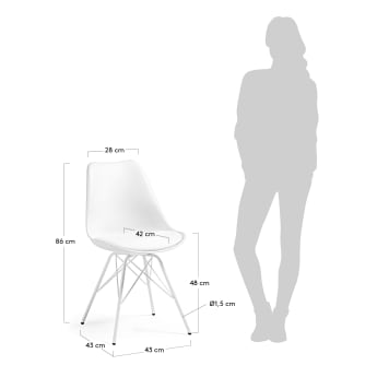 Chaise Ralf blanche avec pieds en métal - dimensions