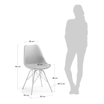 Ralf grey chair with metal legs - sizes