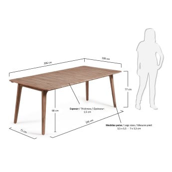 Table Kenart, 206x100 cm - dimensions
