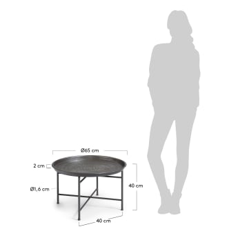 Table basse Dalinea en acier effet vieilli Ø 65 cm - dimensions