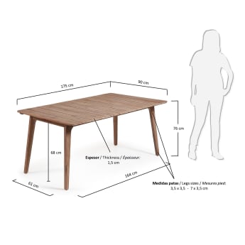 Table Kenart, 175x90 cm - dimensions