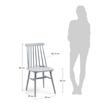 Tressia MDF and solid rubber wood chair with grey lacquer - sizes