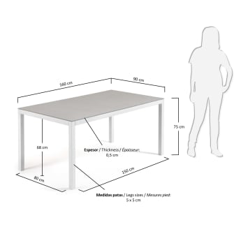 Table Nessy Hydra, 160x90 cm - dimensions