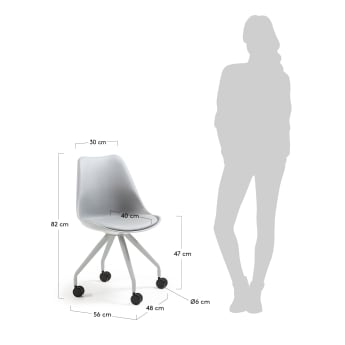 Chaise bureau Ralf gris - dimensions
