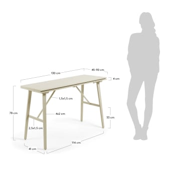 Console table extensible Aruna naturel - dimensions