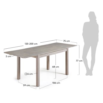 Isbel Uitschuifbare tafel 120 (200) x 75 cm gebleekt - maten