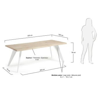 Koda table 220x100 cm epoxy white and bleached oak - sizes