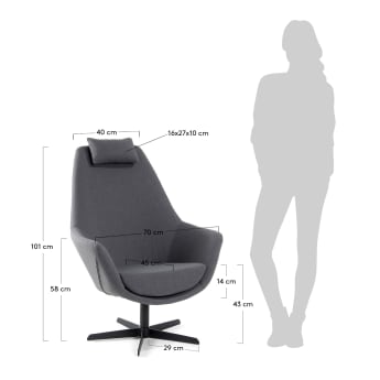 Dark grey Roberta armchair - sizes