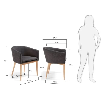 Καρέκλα Harlan, σκούρο γκρι, πόδια σε μασίφ ξύλο οξυάς - μεγέθη