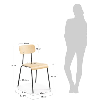 Klun chair, natural and black - sizes