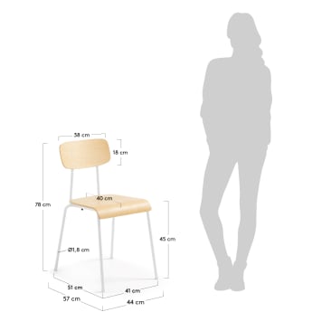 Cadeira Klun, natural e branco - tamanhos