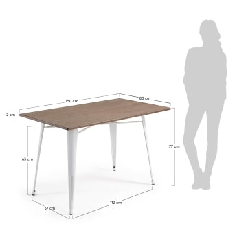 Table Malira 150 x 80 cm blanc - dimensions