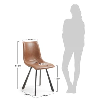 Cadira Trap marró òxid - mides
