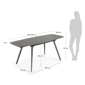 Smoth extendable table 140 (210) x 88 cm graphite - sizes
