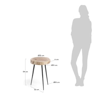 Tavolino Eider in legno massello di acacia e acciaio Ø 35 cm - dimensioni
