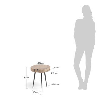 Mesa de apoio Eider de madeira maciça de acácia e aço Ø 34 cm - tamanhos