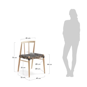 Krzesło Dreaming lite drewno tekowe i szara lina - rozmiary
