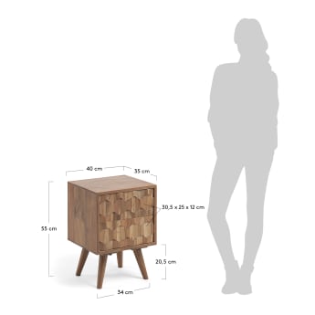 Stolik nocny Khaleesi z litego drewna akacjowego 40 x 55 cm - rozmiary